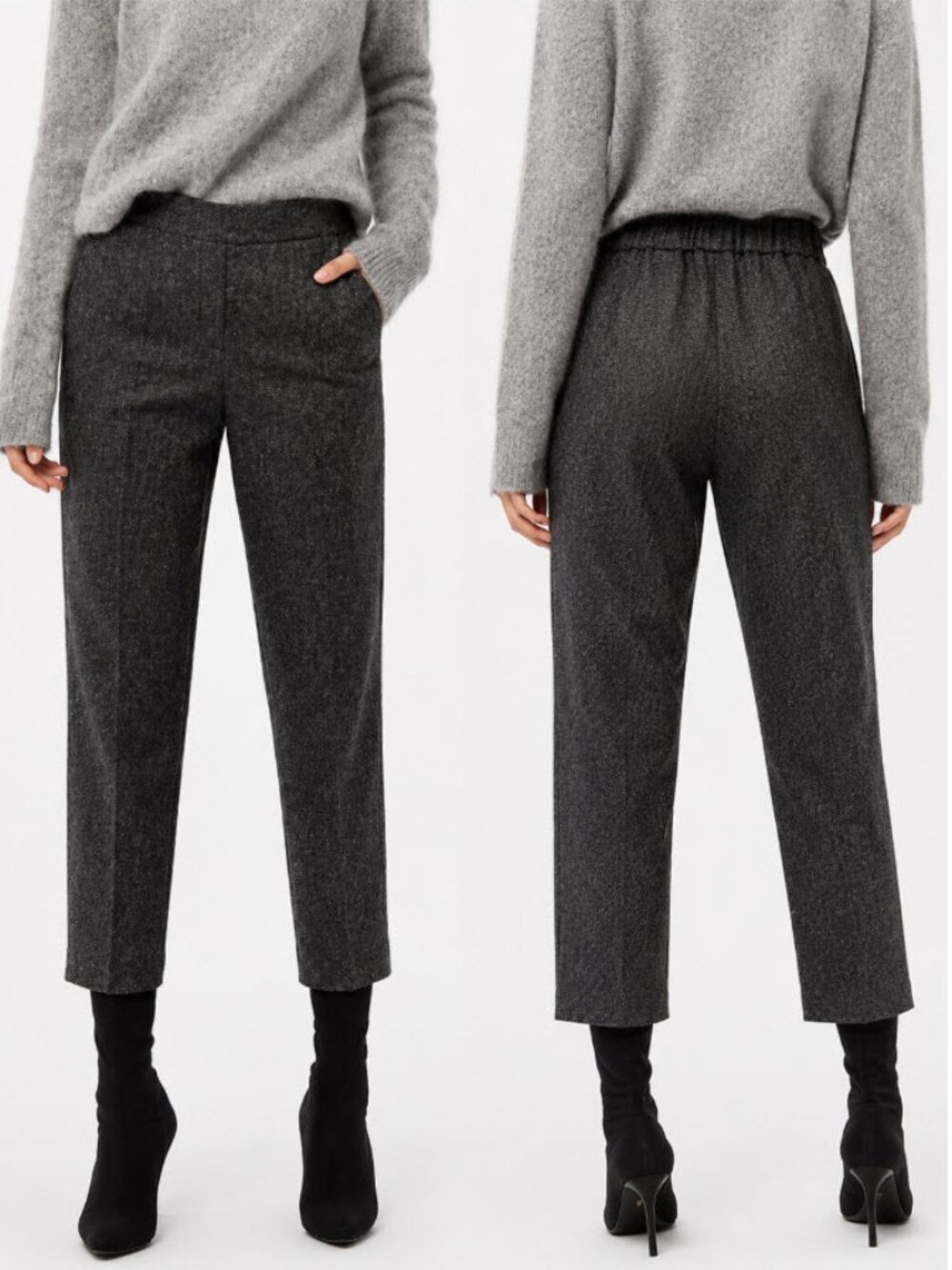 Babaton Atelier Charcoal Wool Blend High Rise Tailored Pants Size 8